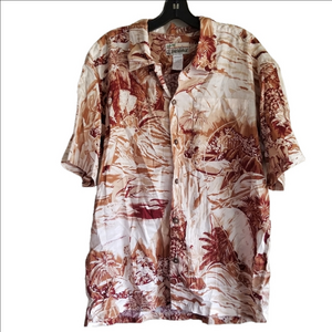 Pataloha Patagonia Hawaiian Shirt Short Sleeve Sepia Tone Button Down Size Large